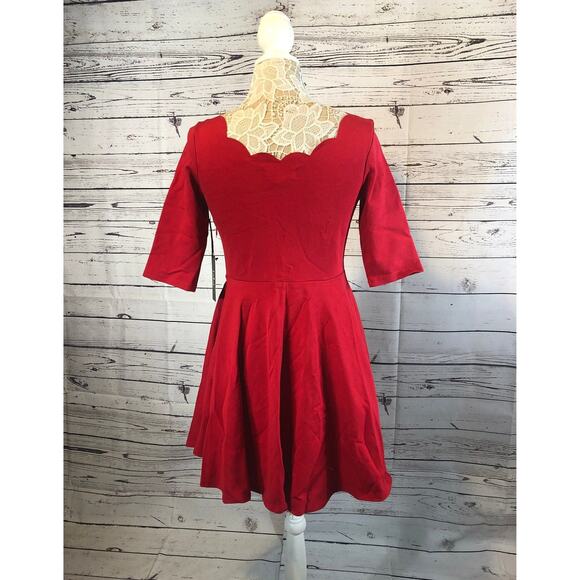 NWT Lulus Tip the Scallops Red Scalloped Skater Dress size large - Picture 8 of 12